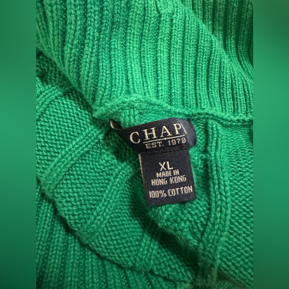🔴Chaps Teal Cable-Knit V-Mock Sweater - Picture 3 of 5